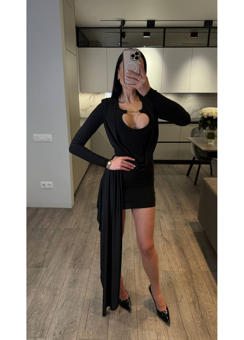 Черное праздничный, откровенный, вечернее, кэжуал женское платье элегантное Style Point однотонное