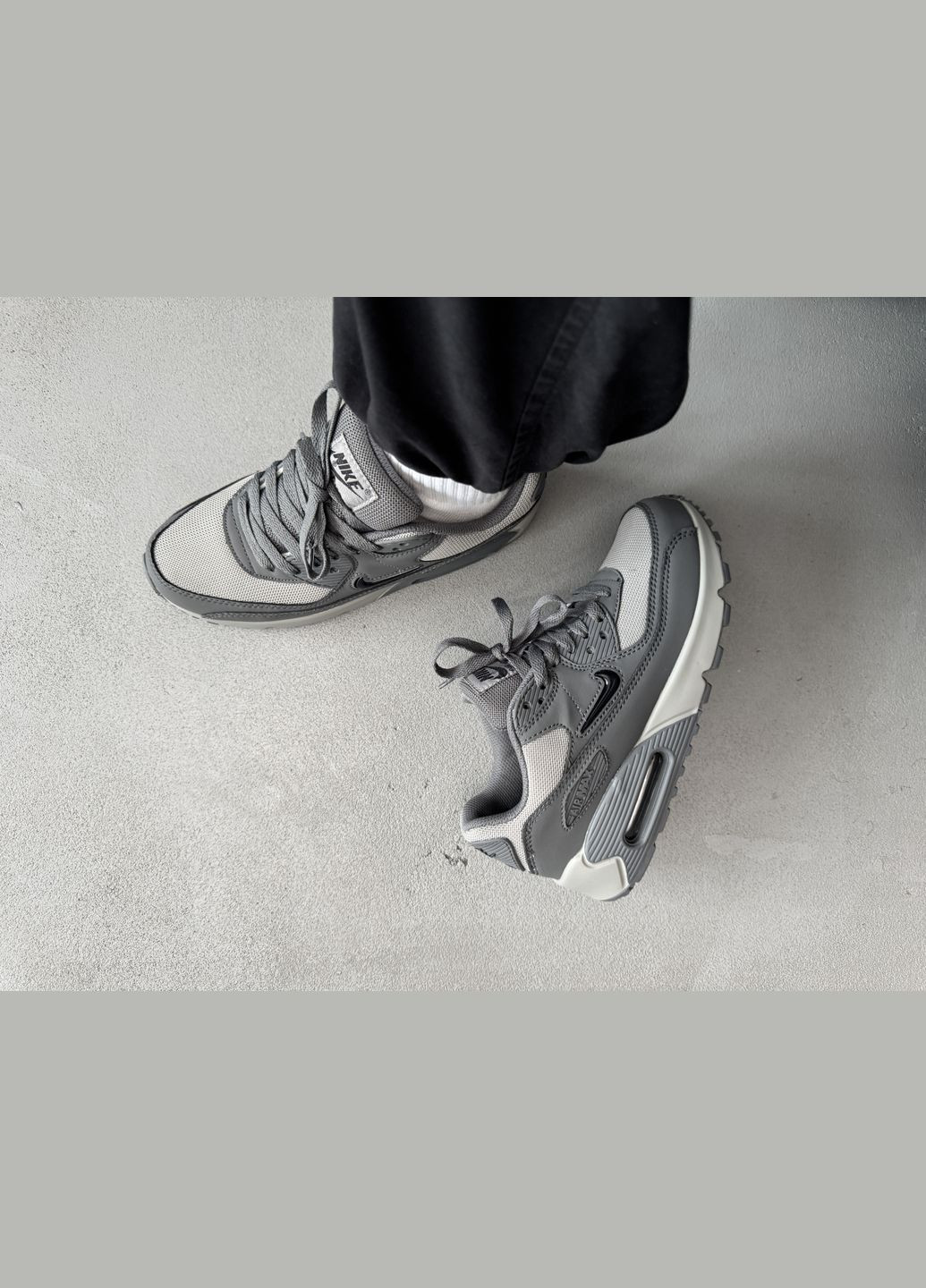 Темно-сірі Осінні кросівки чоловічі nike air max 90 dark grey | найк аір макс 90 темно-сірі No Brand