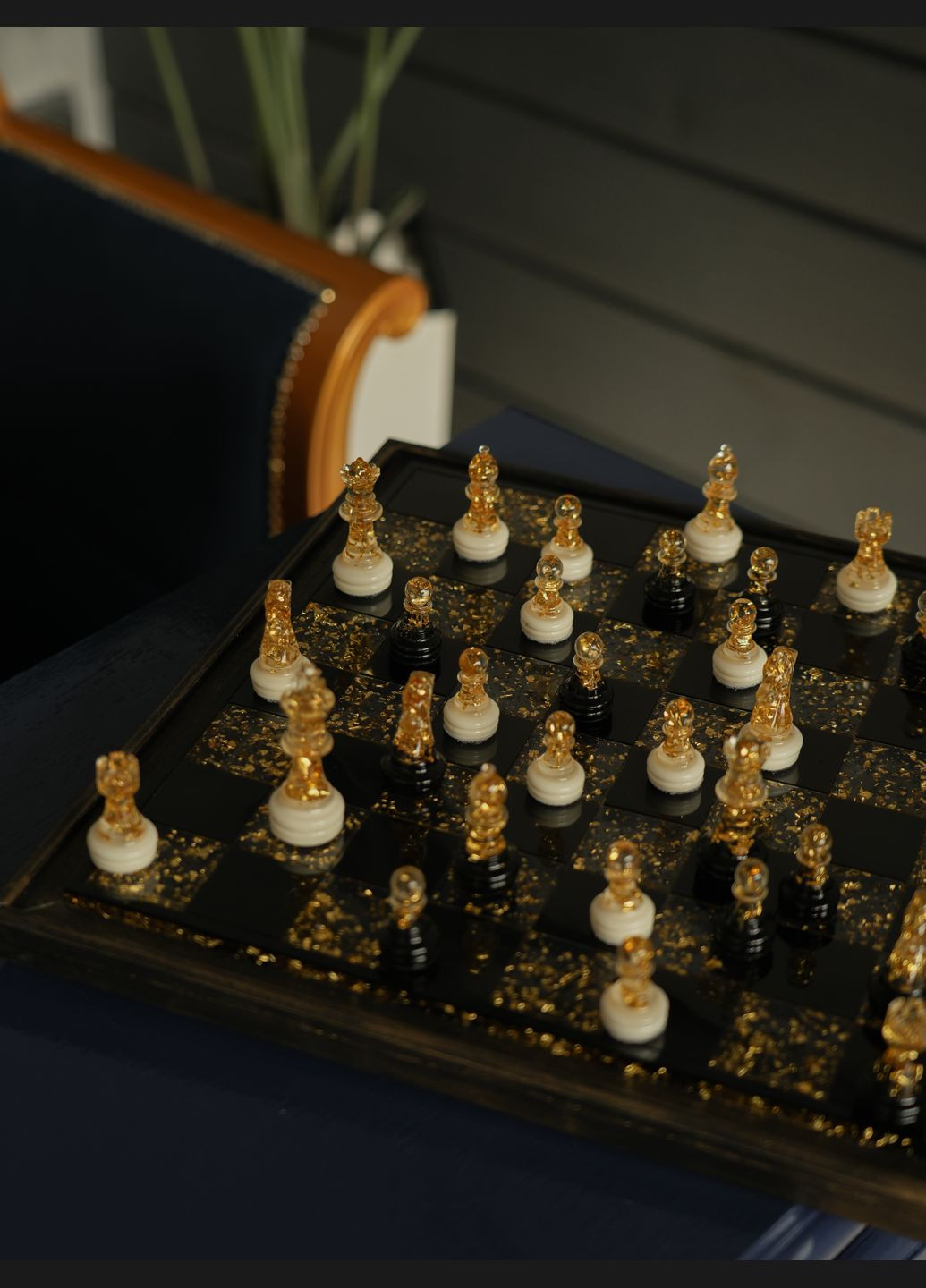 Эксклюзивные шахматы из эпоксидной смолы KorriArt Золото Сахари (315888950)