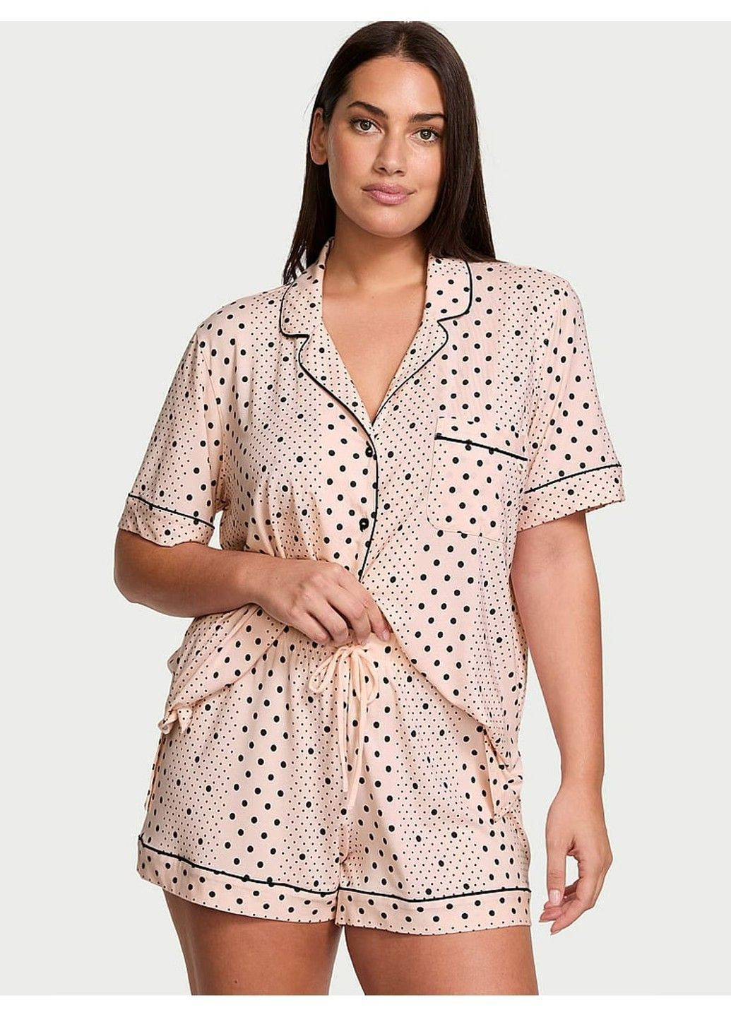 Розовая всесезон пижама модал modal soft short pajama set pink dot Victoria's Secret