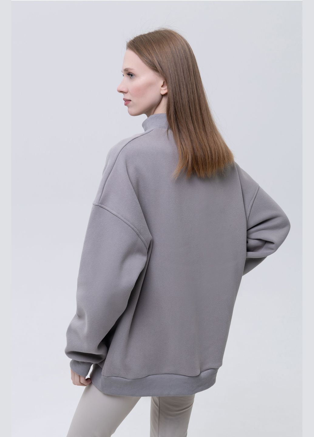 Серый женский свитшот цвет серый cb-00224068 LAGODOMEE (309020487)