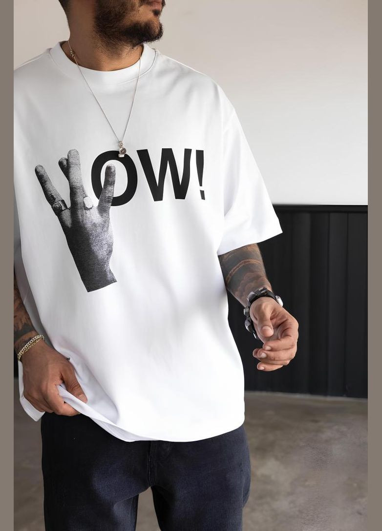 Комбинированная мужская футболка с дтф принтом (оверсайз) No Brand