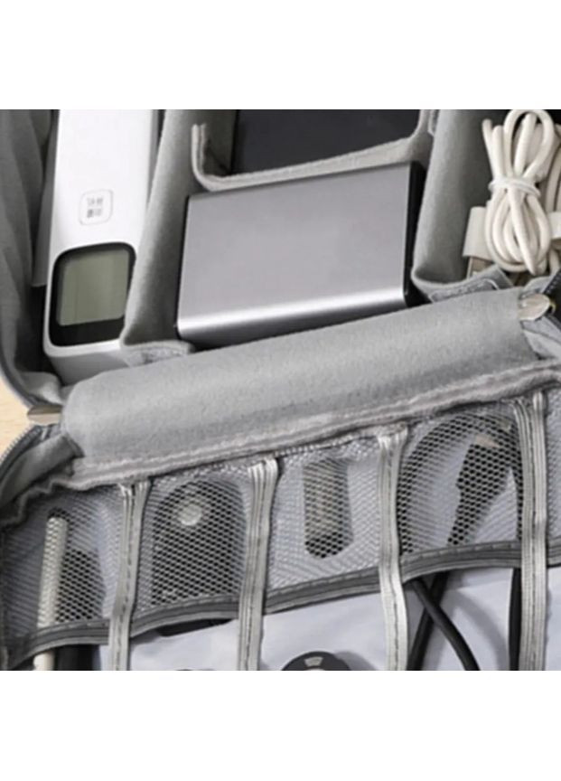 Дорожній органайзер для кабелів і зарядних пристроїв, сумка-чохол з ручкою Oxford 300D, сірий, компактний No Brand (363052180)