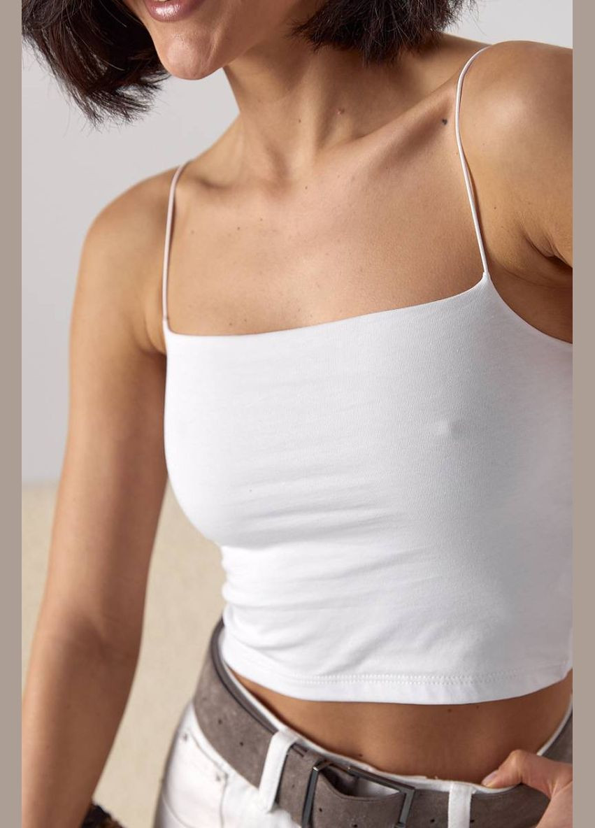 Приталенный кроп-топ на бретелях-резинках Lurex — 327088330