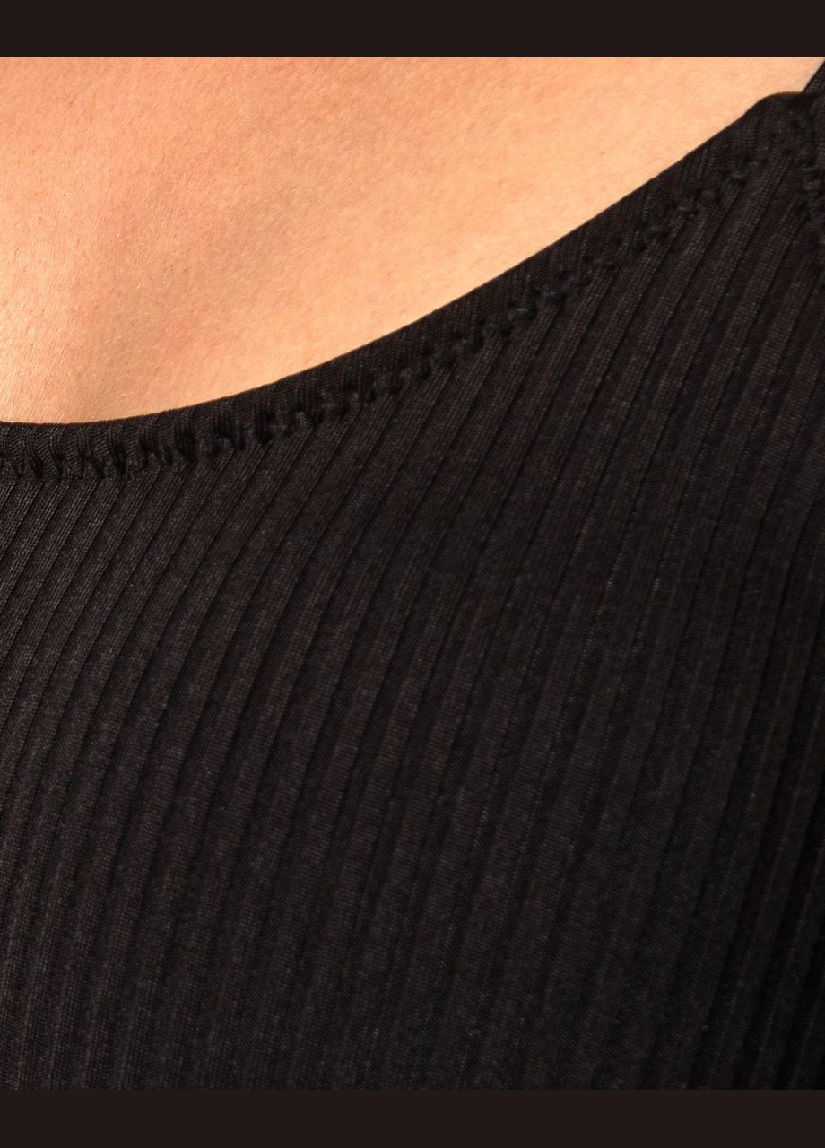 Чёрный топ женский рубчик черный Maybel