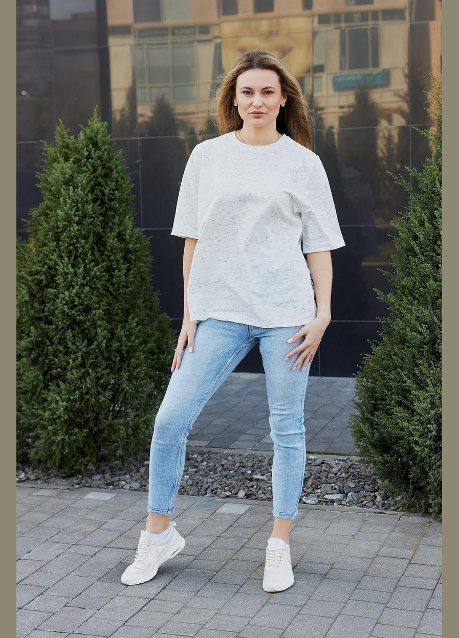 Футболка двунитка оверсайз женская крем (М184.2) UMON - (329440272)