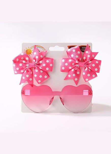 Набор очки детские солнцезащитные, 2 заколочки розовый No Brand (331777977)