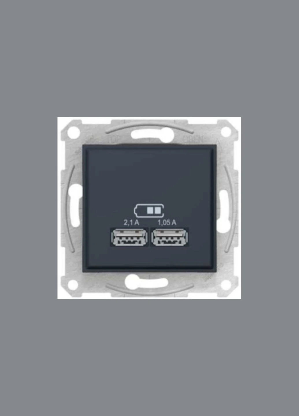 USB розетка 2.1A Asfora черная ABS [EPH2700271] Шнейдер Электрик Schneider Electric (344539057)
