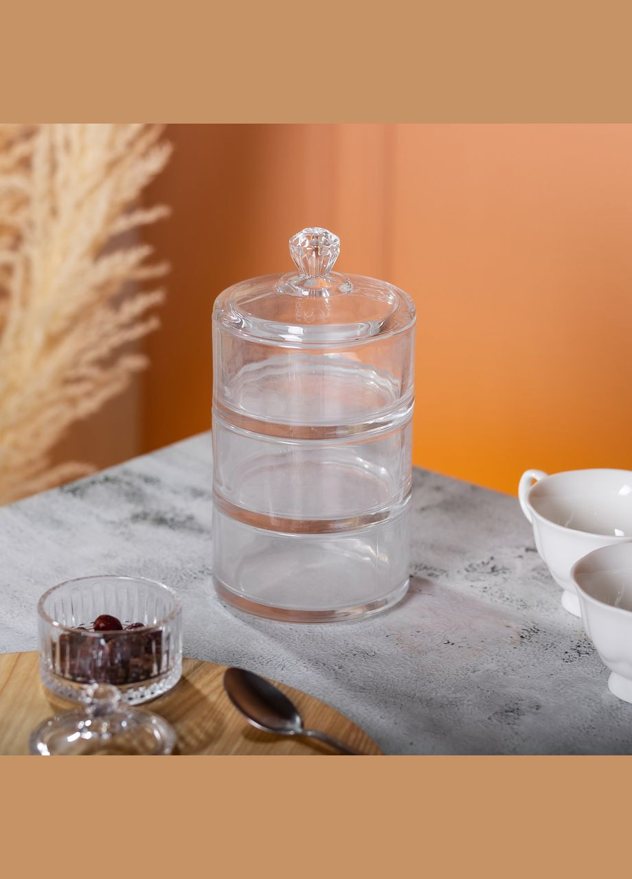 Конфетка трехуровневая с крышкой из толстого стекла Yiwu (326599407)