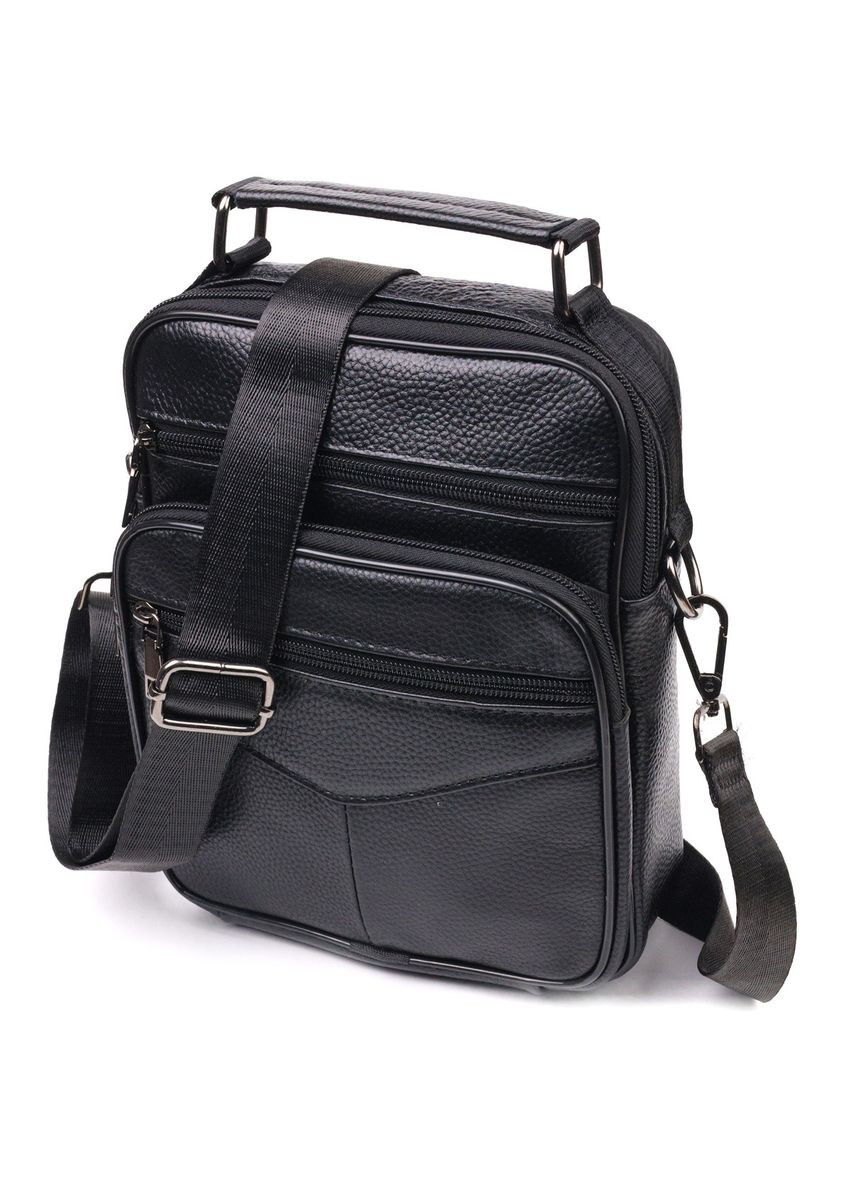 Містка чоловіча сумка шкіряна 21271 Чорна Vintage (370598473)