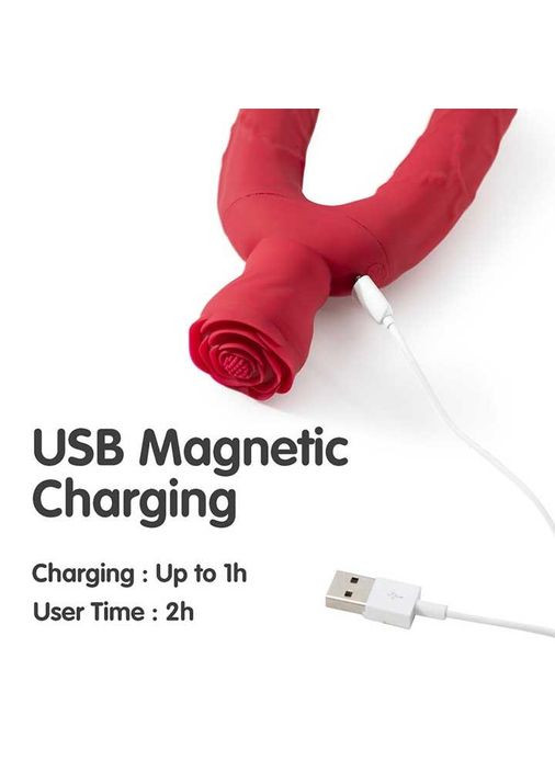 Двосторонній вібратор Y-Lover Rose Bloom бордового кольору із 10 варіантів вібрації та зручне, інтуїтивно керування кнопкой China (360603869)