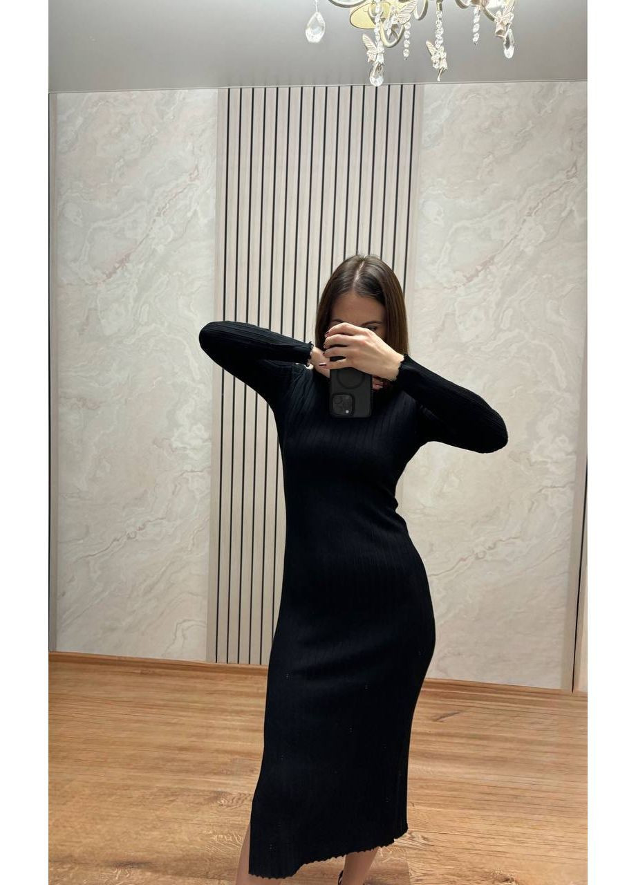 Черное повседневный, кэжуал женское платье силуэтное силуэтная Style Point однотонное