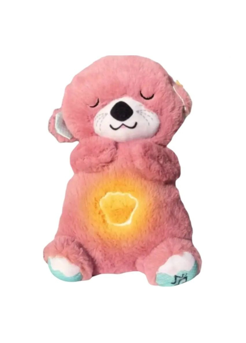 Дышащая выдра плюшевая мягкая интерактивная игрушка-ночник Розовая No Brand (311617301)