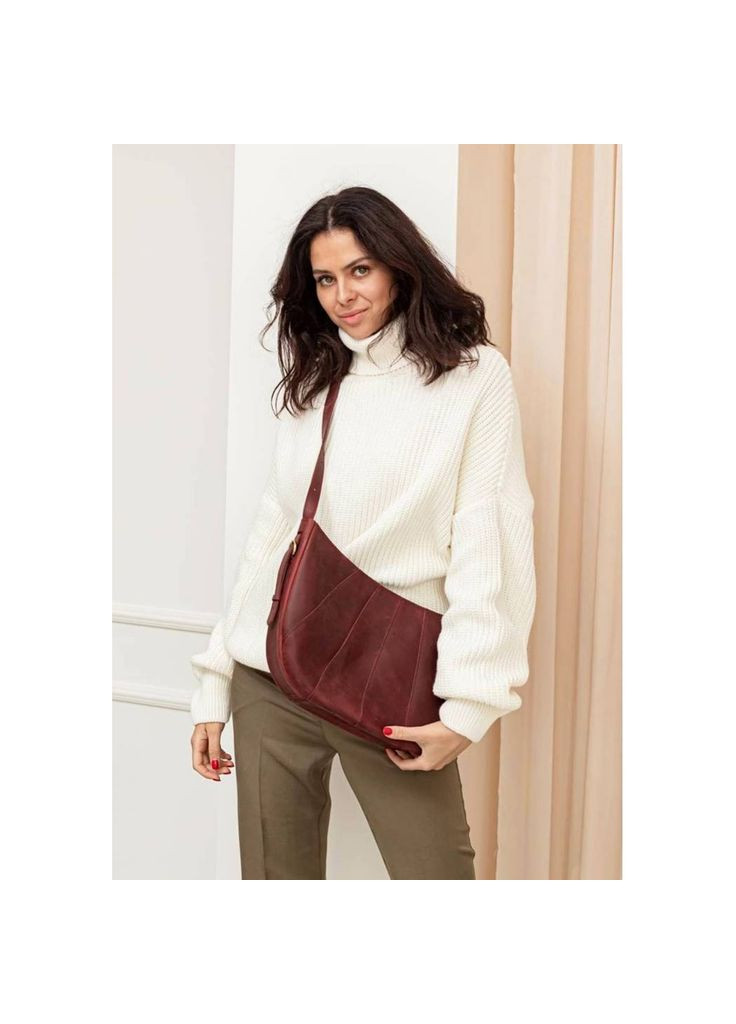 Шкіряна жіноча сумка Круасан бордова Crazy Horse (A-026252) BlankNote сумка бохо (327874303)
