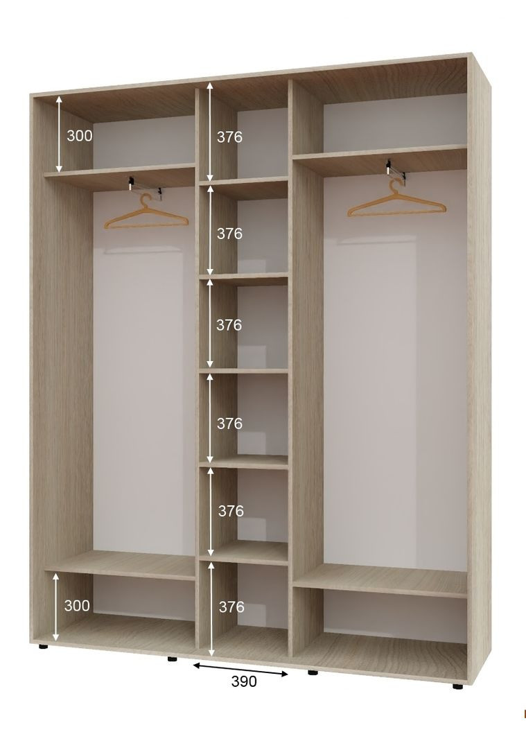 Шафа-купе тридверна 200*45*230 Дуб Шамони світлий Дзеркало з піскострумним малюнком ШК-04 Алекса (360447306)