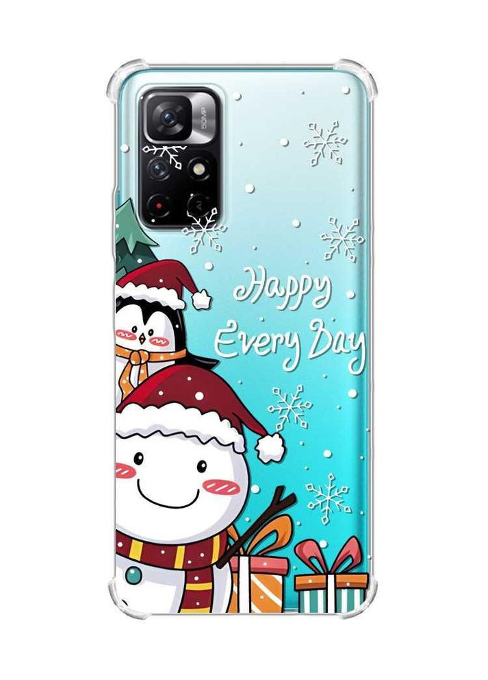 Чехол с утолщёнными углами на Xiaomi Redmi Note 11 4G Снеговик и пингвин (принт 156) Creative (362968462)