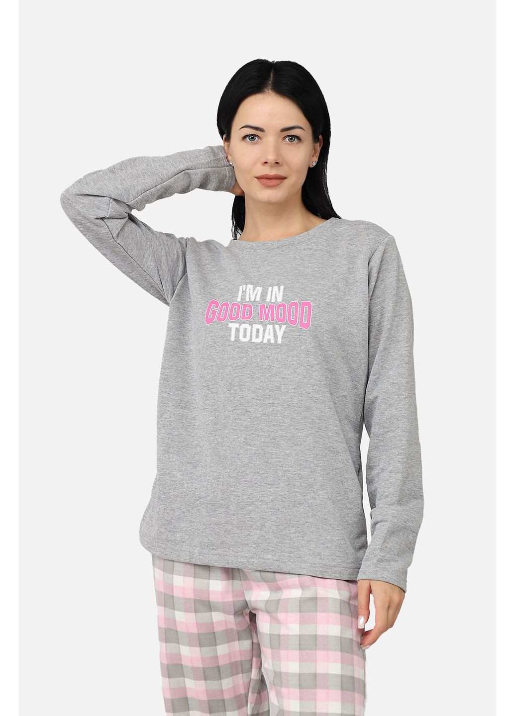 Светло-серая зимняя пижама с штанами женская цвет светло-серый цб-00285773 Carla Mara