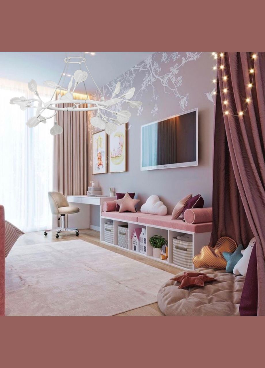 Біла сучасна люстра з пелюстками сердечками на 24 лампи Hearts (918-LP1-24 WH+CL) No Brand (370069534)