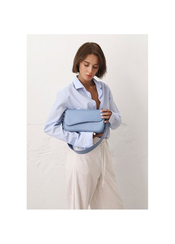 Сумка женская через плечо кожаная Nona голубой краст The Wings (302008434)