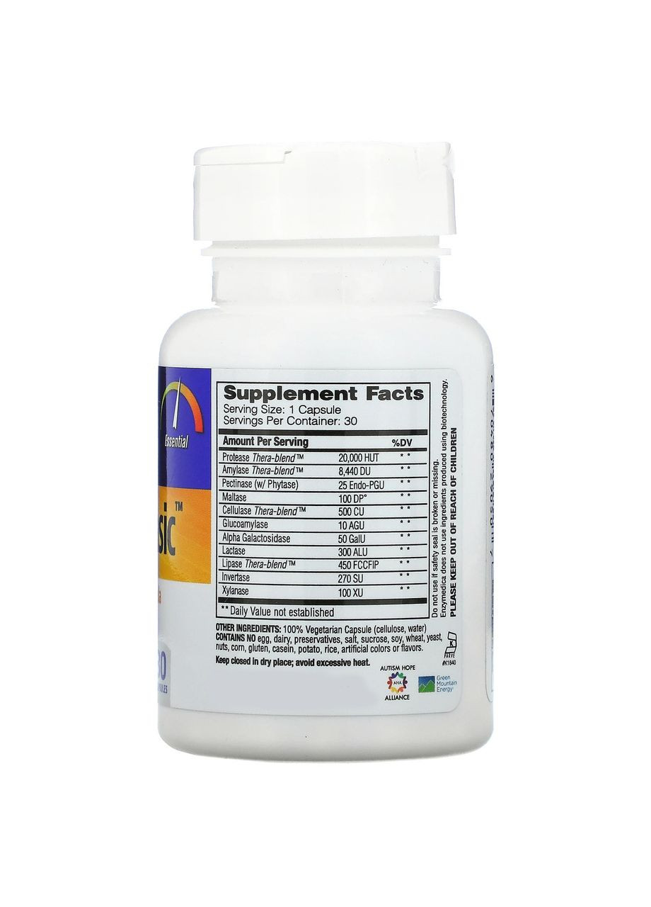 Основные ферменты для пищеварения Digest Basic 30 капсул Enzymedica (264648185)