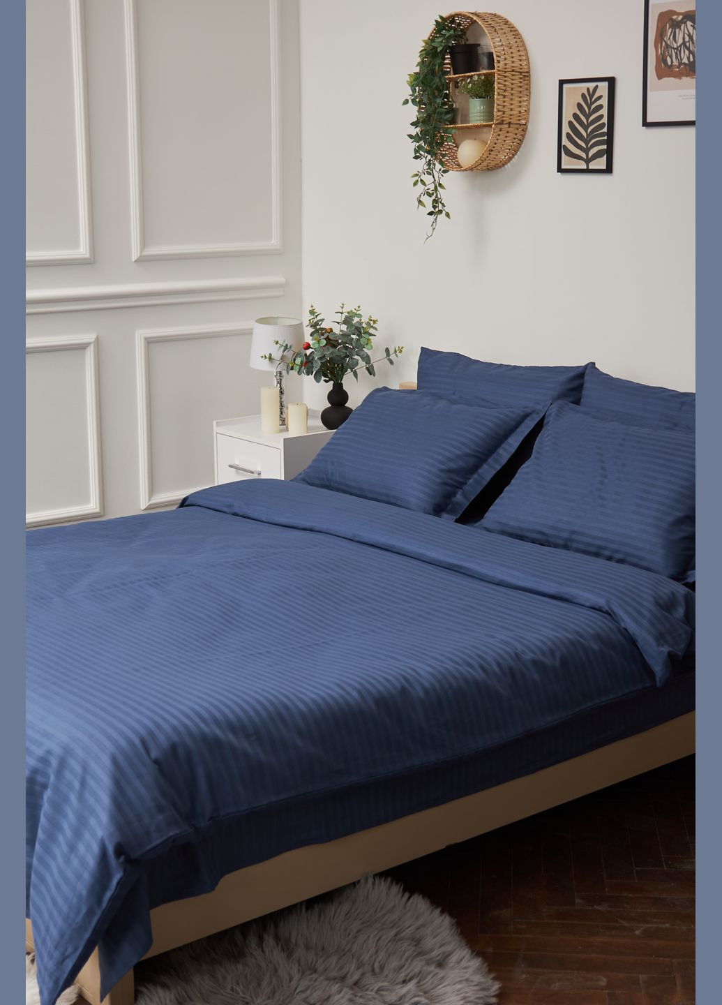 Комплект постельного белья евро 200х220 наволочки 4х70х70 Satin Stripe (MS-820000504) Moon&Star delfi blue (284416129)