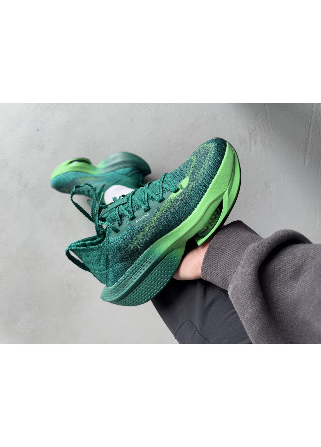 КРОСІВКИ ЖІНОЧІ NIKE AIR ZOOM ALPHAFLY NEXT% 2 GREEN НАЙК АІР ЗУМ No Brand сірі демісезони (367168010)