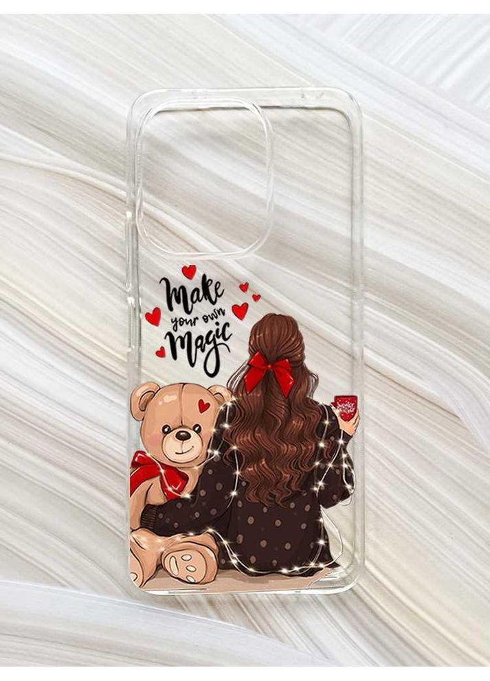 Прозорий чохол на Xiaomi Redmi 13 Дівчина з ведмедиком (принт 188) CASE CONTROL (362966759)