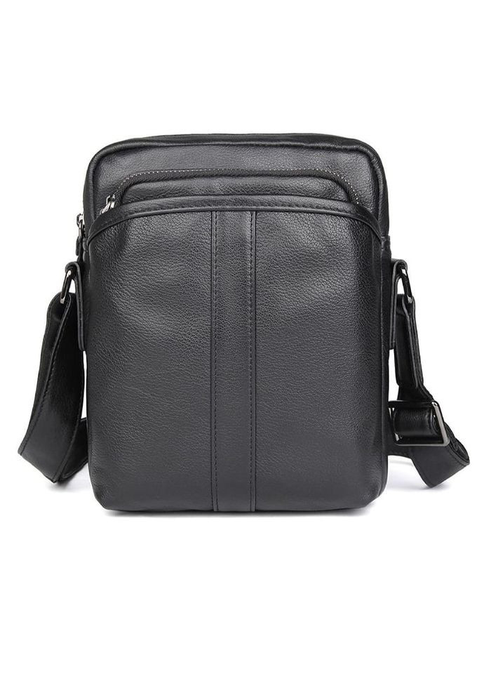 Чоловіча шкіряна сумка месенджер на плече чорна 1054A John McDee (367603128)