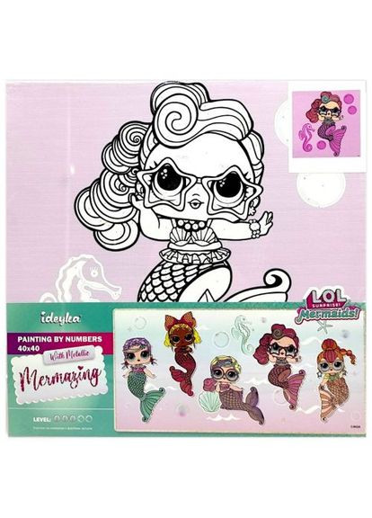 Картина за номерами з фарбами металік "L.O.L. Surprise! Mermaids. Waves" 40х40 см Ідейка (361419044)