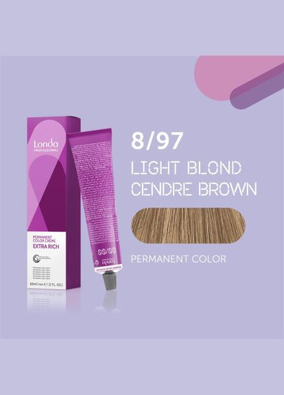 Стойкая кремкраска для волос Professional Permanent Color 8/97 светлый блондин сандре коричневый, 60 Londa Professional (292736670)