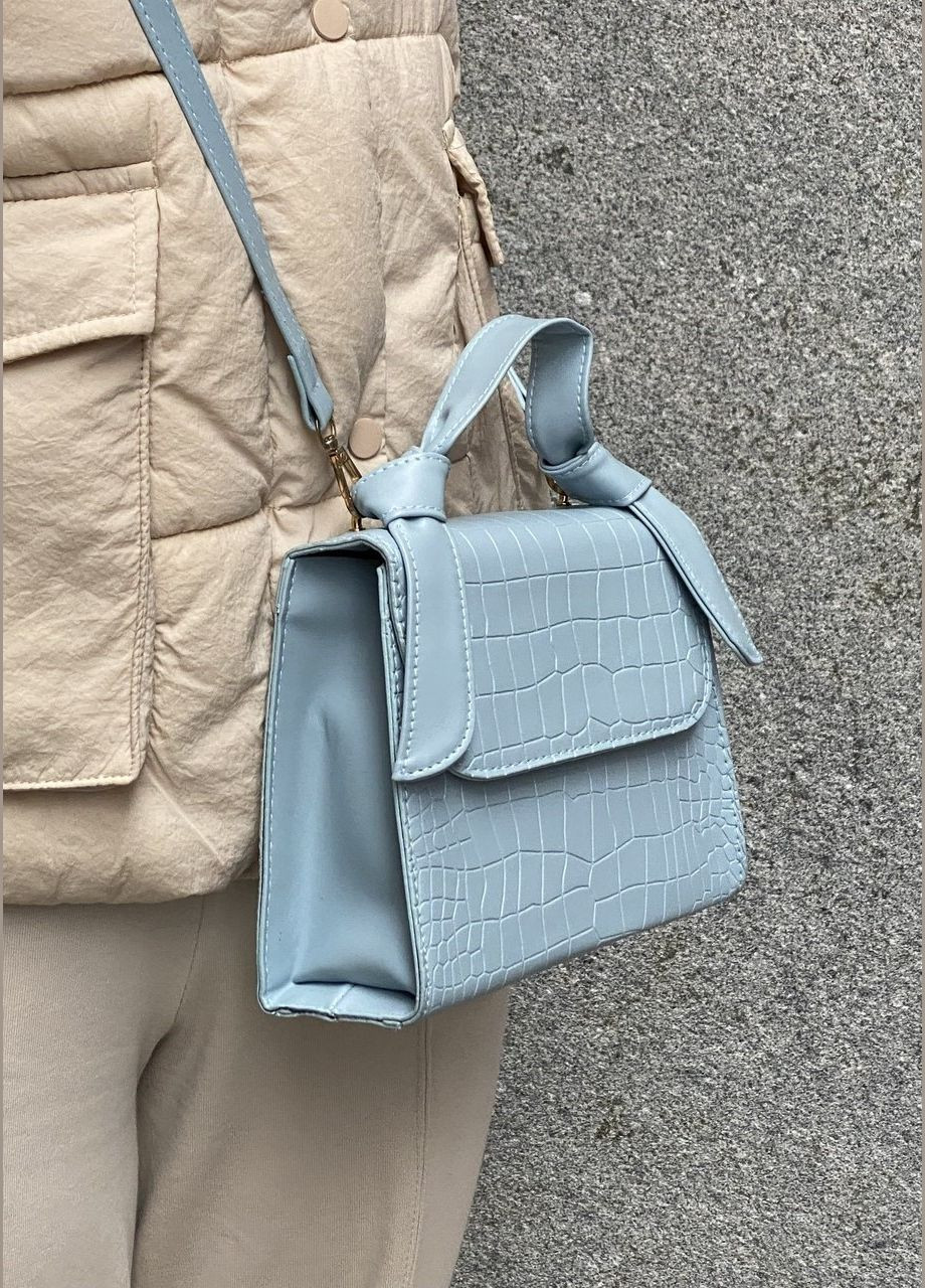 Жіноча сумка крос-боді рептилія A1325 блакитна синя No Brand (289199487)