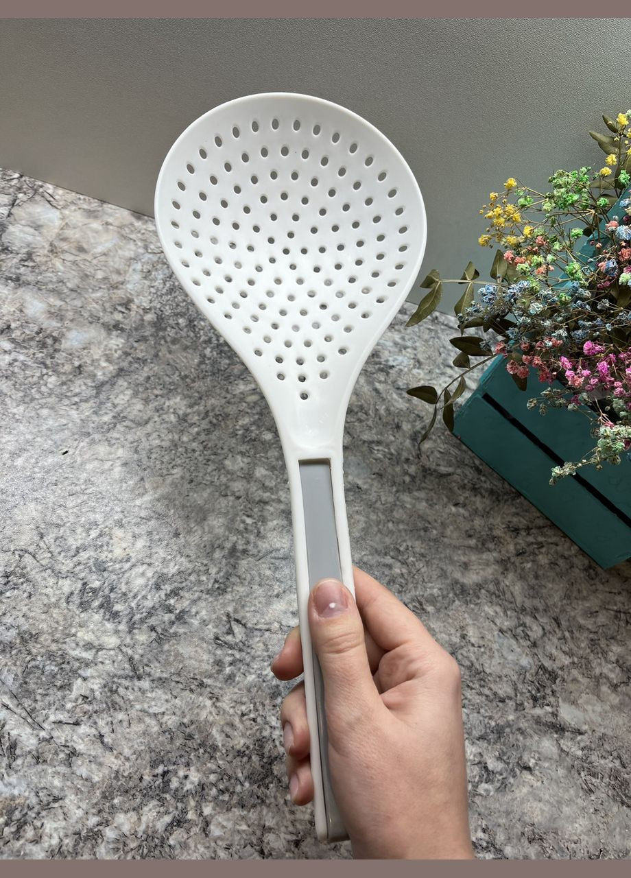 Друшляк-ложка з зажимом білий No Brand (348112181)