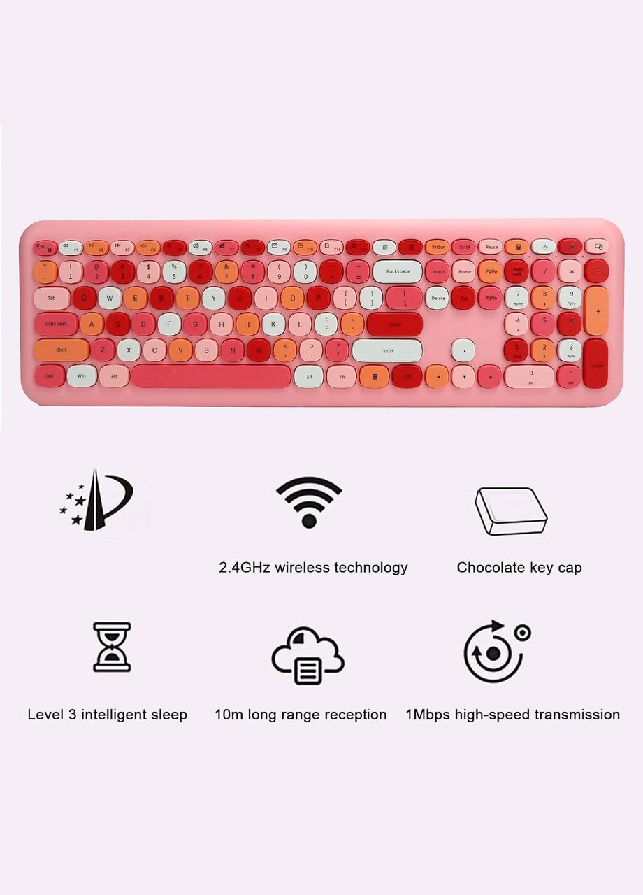 Комплект бездротовий Mofii 666 Pink, клавіатура + миша VHG (360771867)