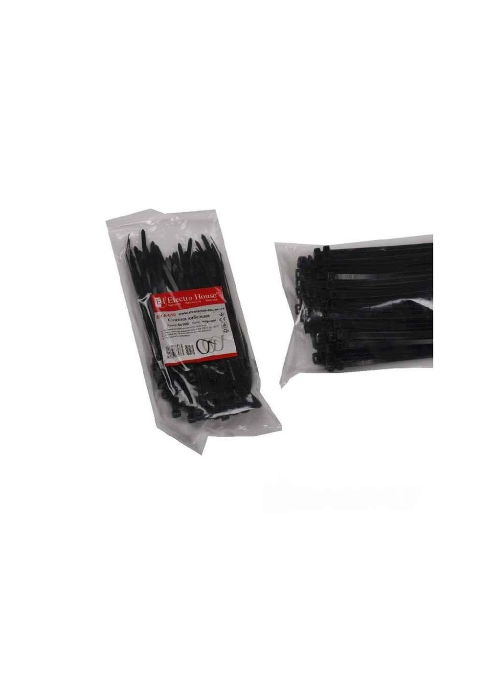 Стяжка кабельна Чорний 5х160 мм 100шт/п. EH-B-010 ТМ Electro House (313437183)