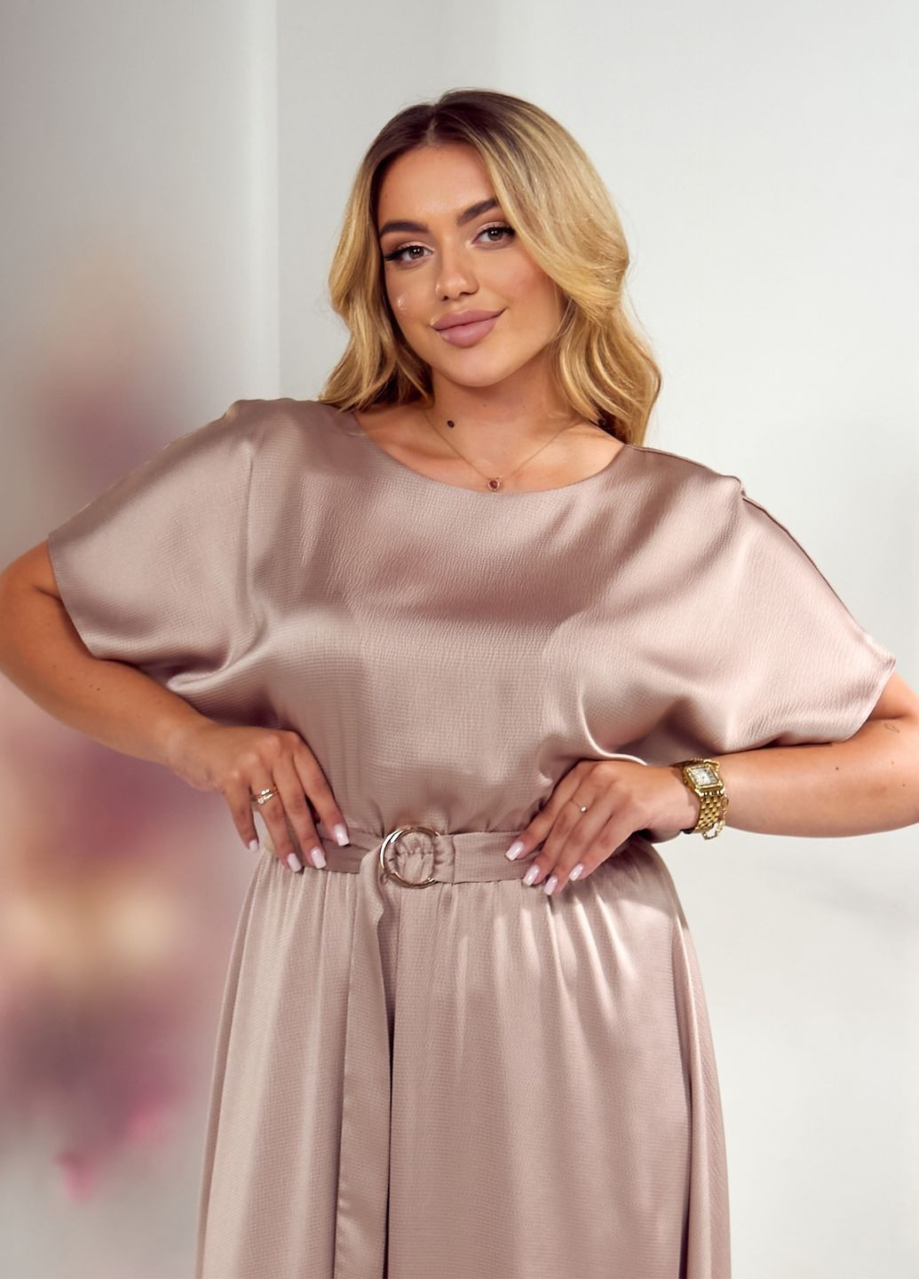 Темно-бежева святковий, коктейльна, вечірня вечірня сукня максі довжини з відкритою спиною та поясом дзвін, з відкритою спиною No Brand однотонна