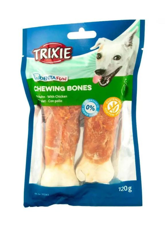 Ласощі для собак Denta Fun кістка для зубів з куркою, 11см/120г, 2шт Trixie (292257344)