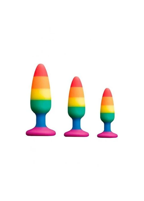 Райдужна анальна пробка з силікону Hiperloo Silicone Rainbow Plug M Ø 2.9см Wooomy (315013104)