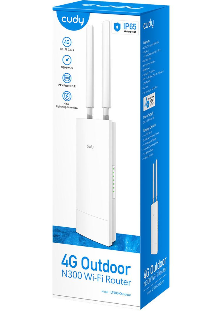 Маршрутизатор LT400 Outdoor, 4G LTE Cat 4 N300 WiFi Router Cudy (315029167)