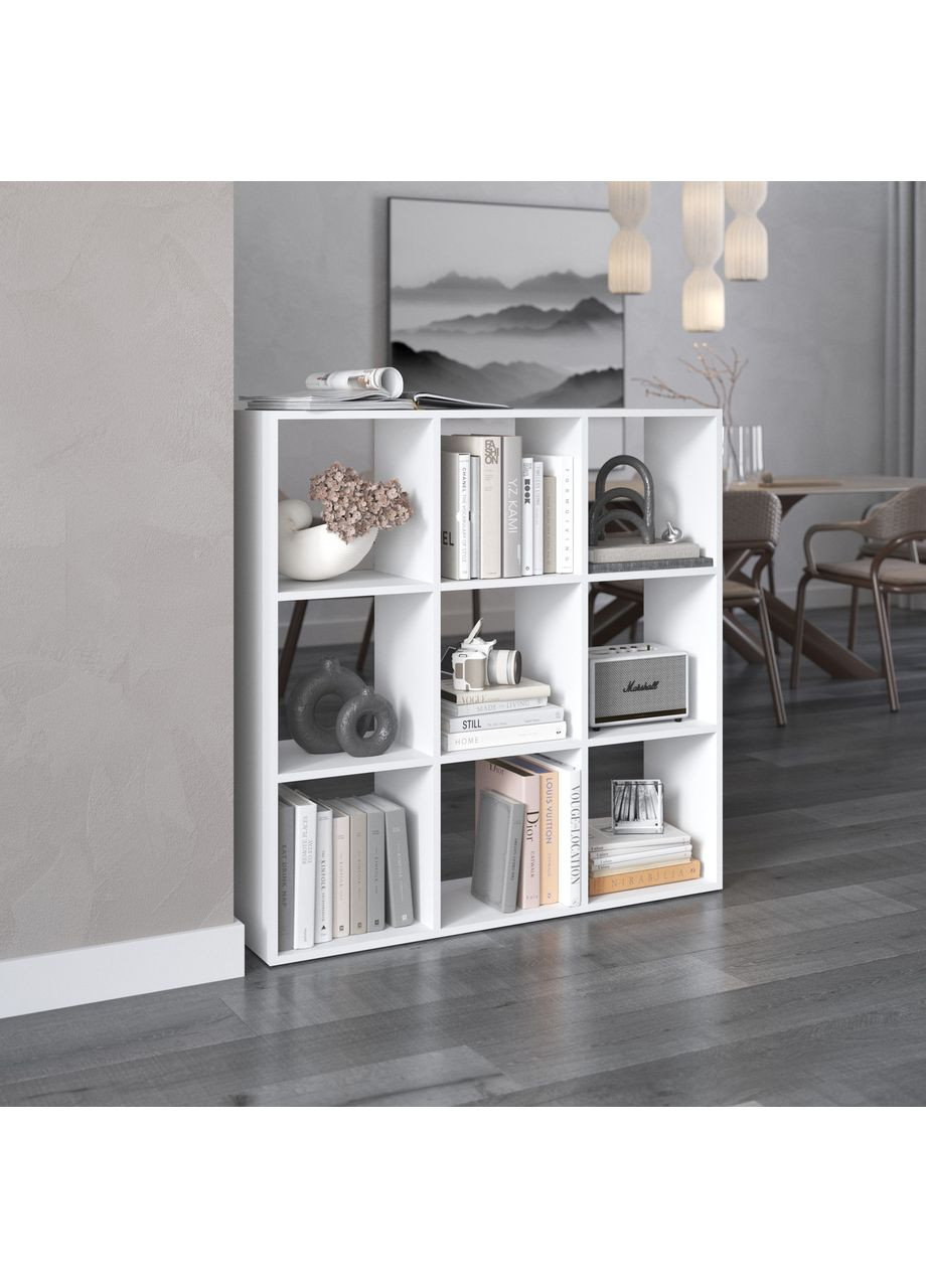 Стелаж для книг та декору на 9 комірок з ламінованого ДСП 1080x1080x290 (hm-20-wh) VAYS (363134947)