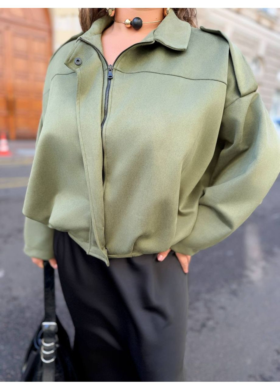 Бомбер из эко-замши на дайвинге (замеры в описании) DK/DL Мода без кордонів на молнии (365629500)