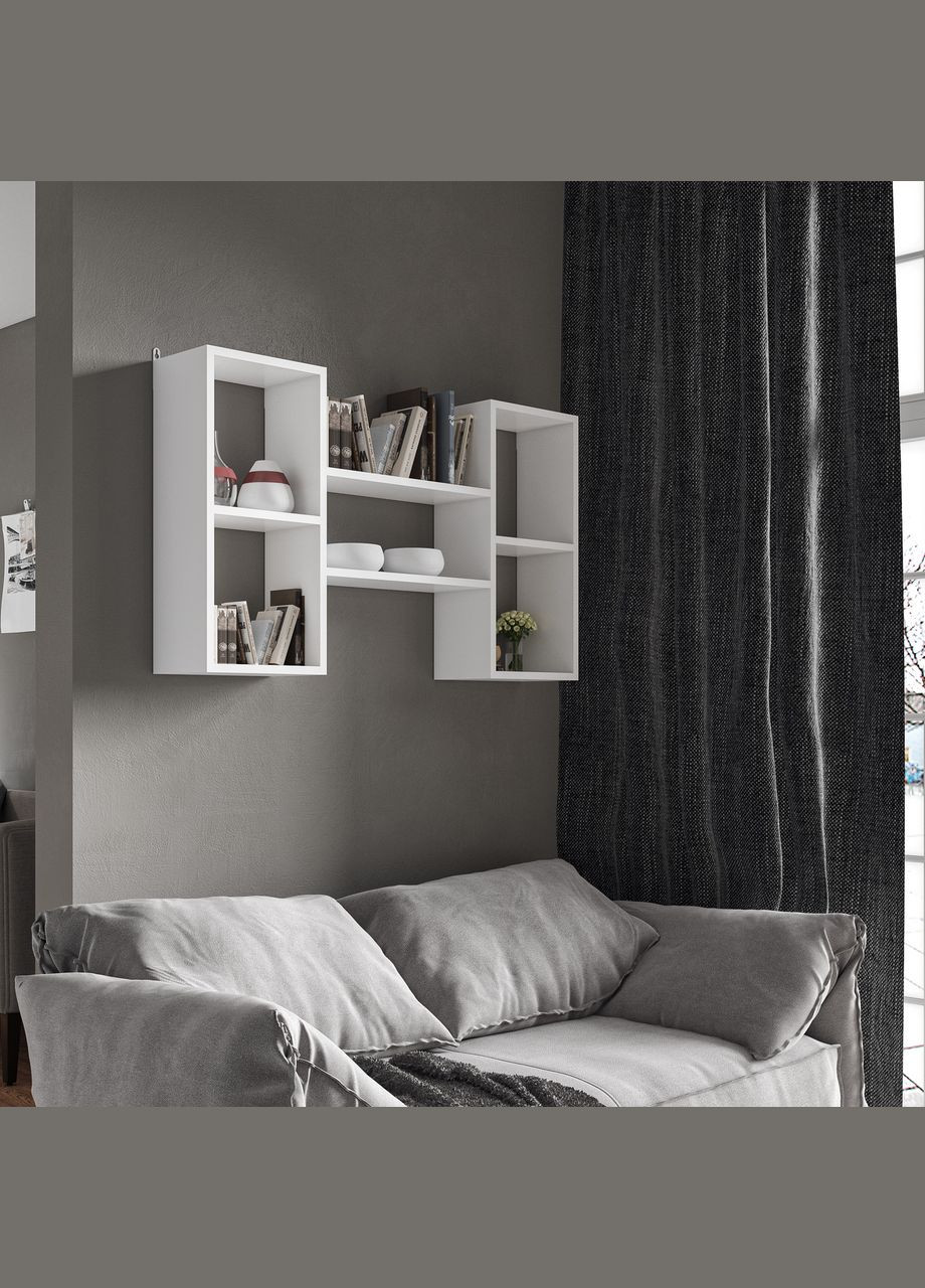 Полиця настінна, містка, для книг та декору T-11 MORELI (335423920)