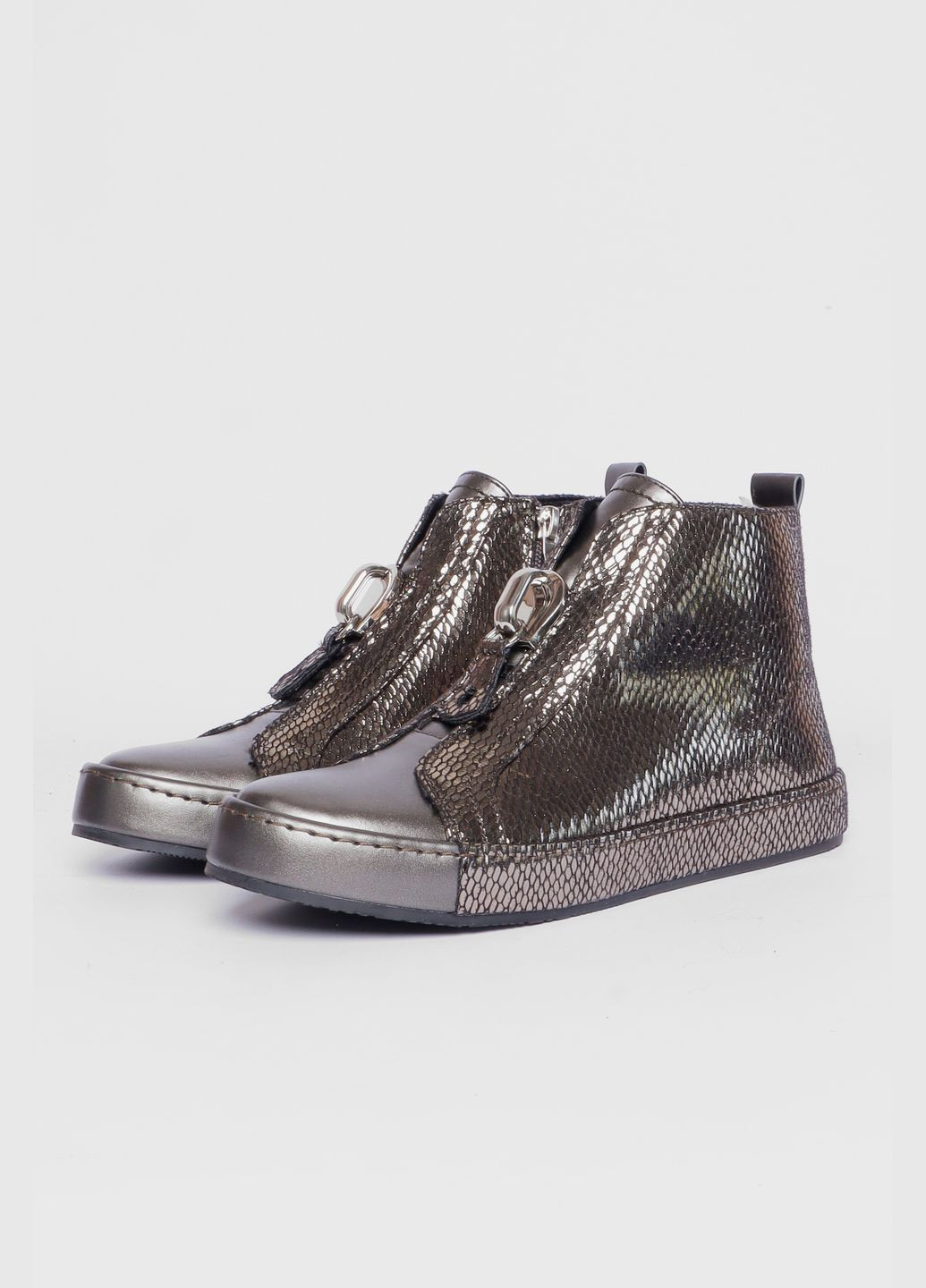 Осенние ботинки женские демисезонные бронзового цвета на молнии казаки Let's Shop с молнией из искусственной кожи