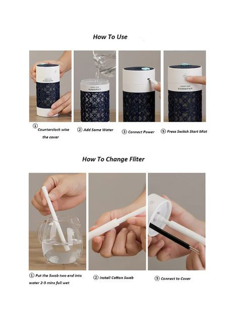 Зволожувач повітря настільний з LED підсвічуванням. Темно синій. No Brand (316645983)