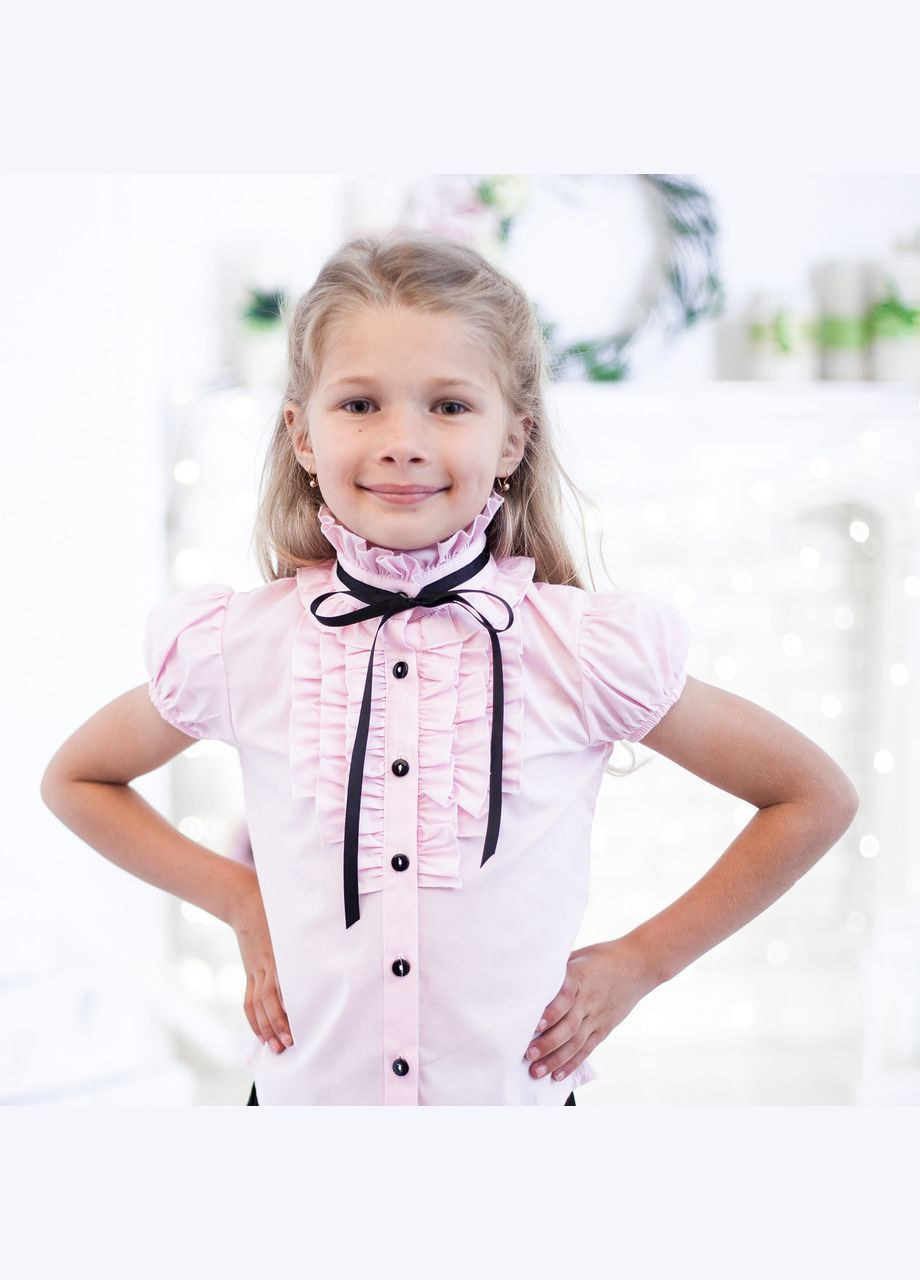 Блузка мод. 2071к біла із синьою стрічкою Світ блуз (330615155)