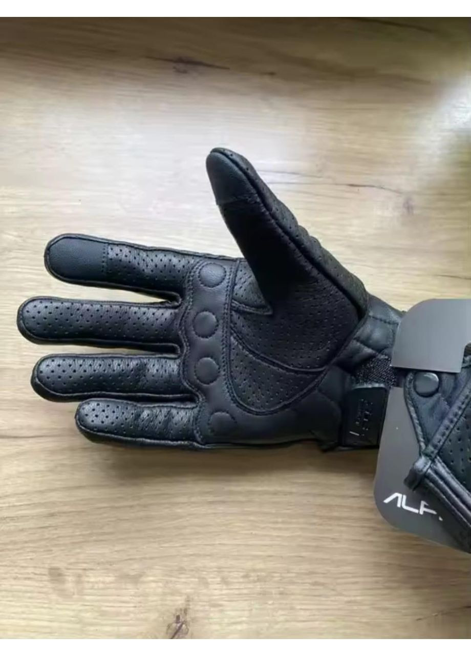 Кожаные черные мотоперчатки Alpines, перчатки для мотоцикла с перферацией и защитой. Fox (370639492)