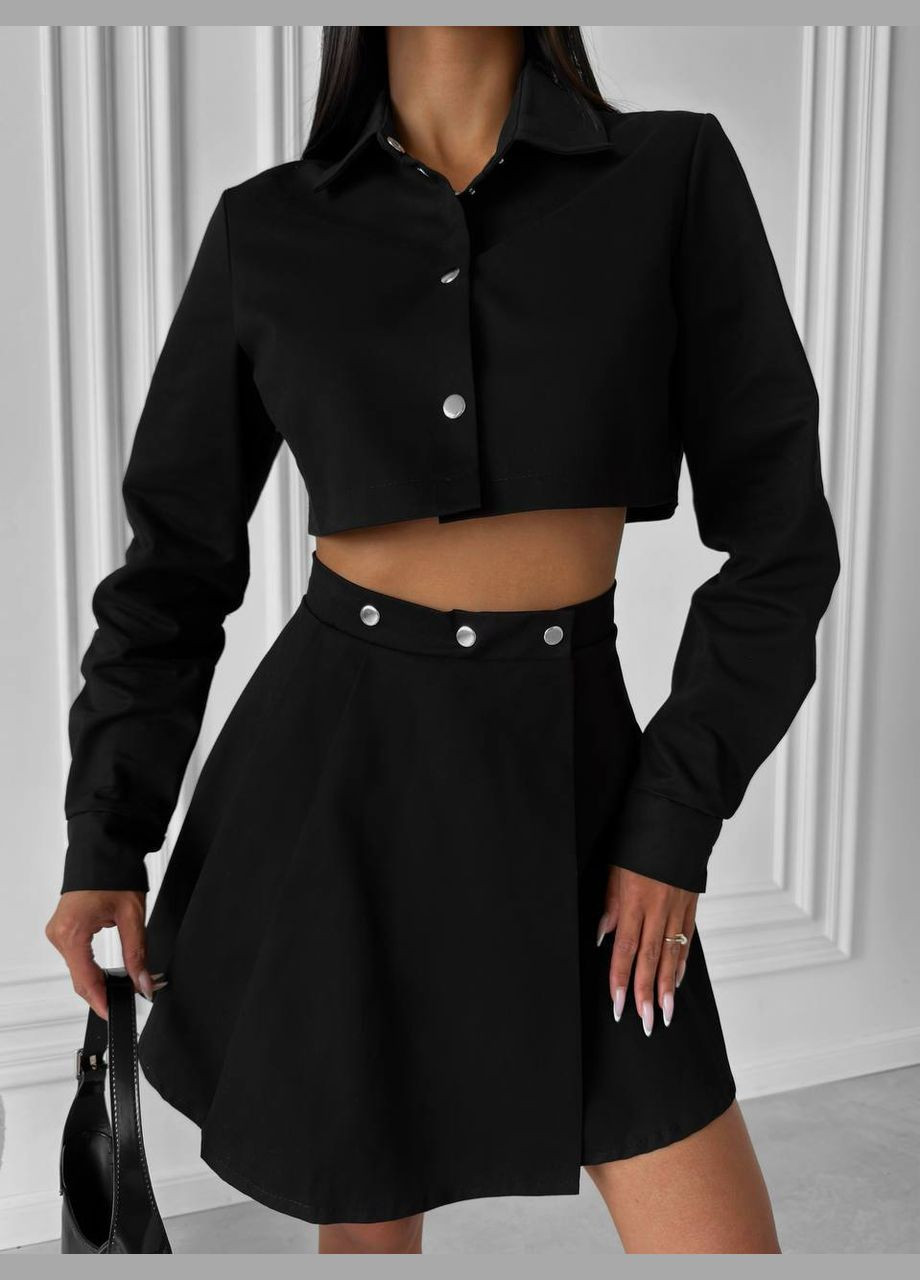 Жіночий костюм зі спідницею та жакетом вкороченим No Brand (315476040)