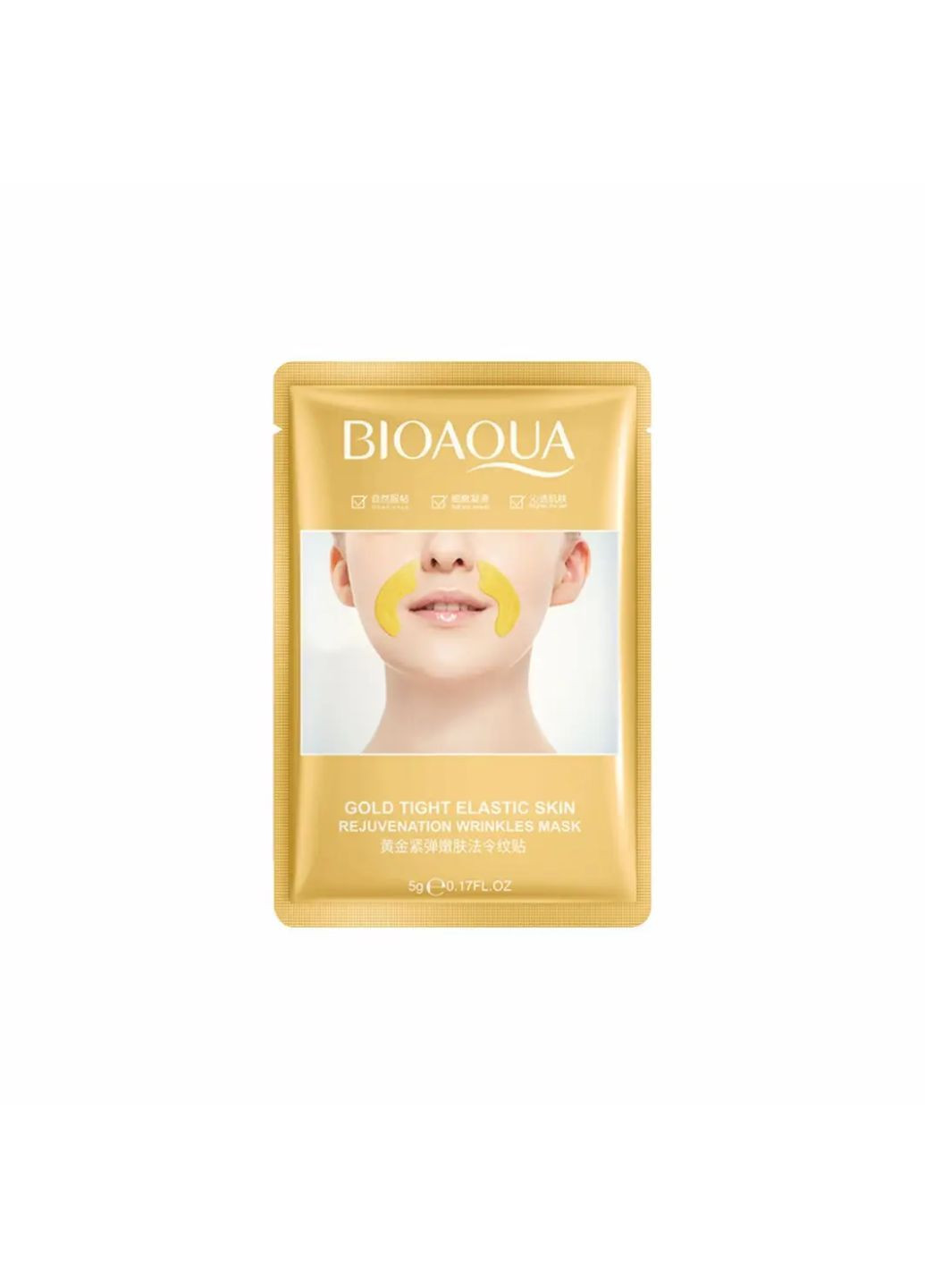Патч для лица Gold Tight Elastic Skin Rejuvenation Wrinkles Mask, 5 мл Bioaqua (291161803)