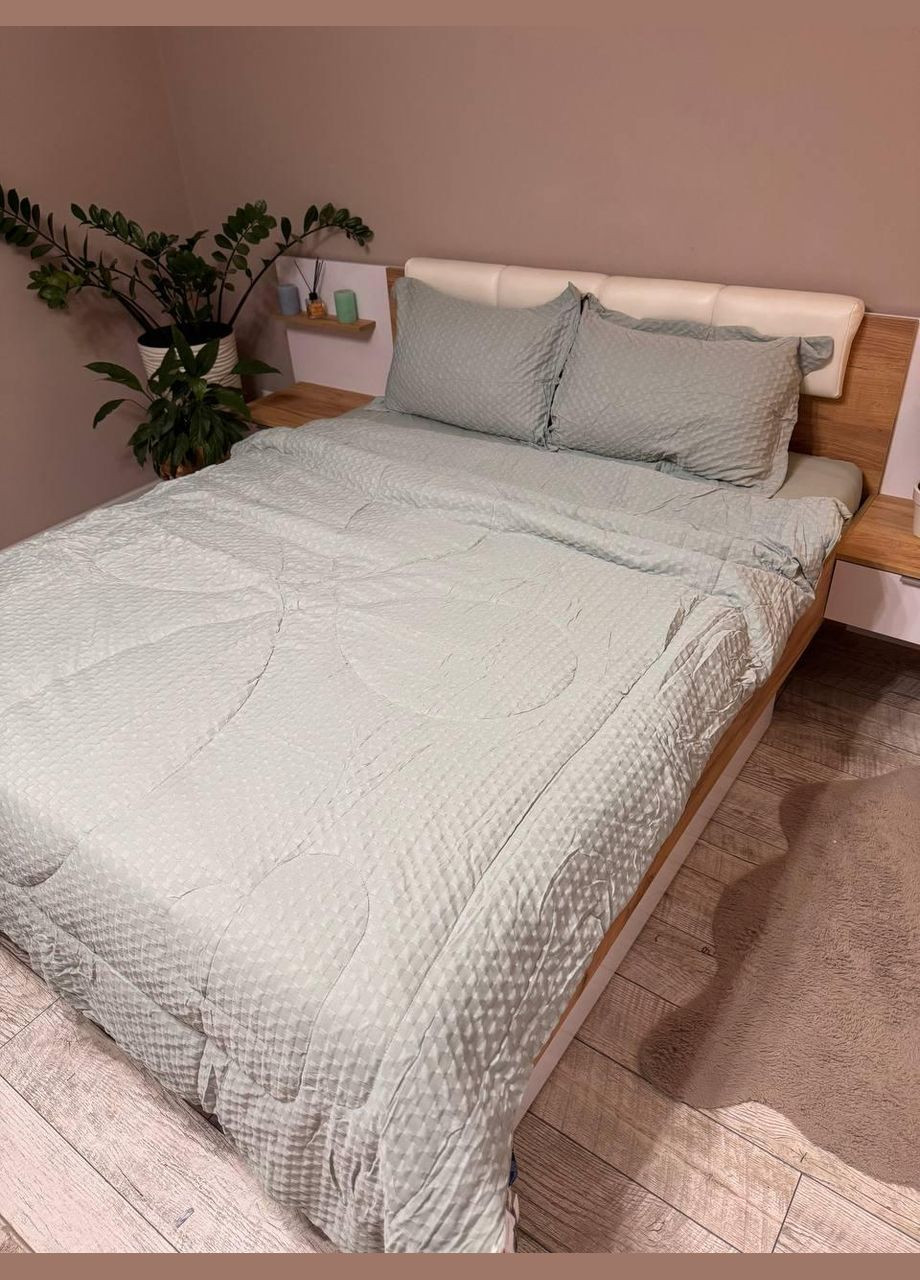 Постельное белье сатин Евро Серооливковый No Brand (308754654)