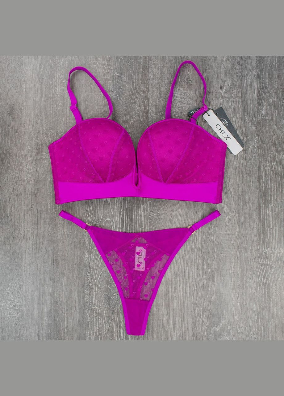 Малиновий демісезонний спокусливий комплект жіночої нижньої білизни CHLX