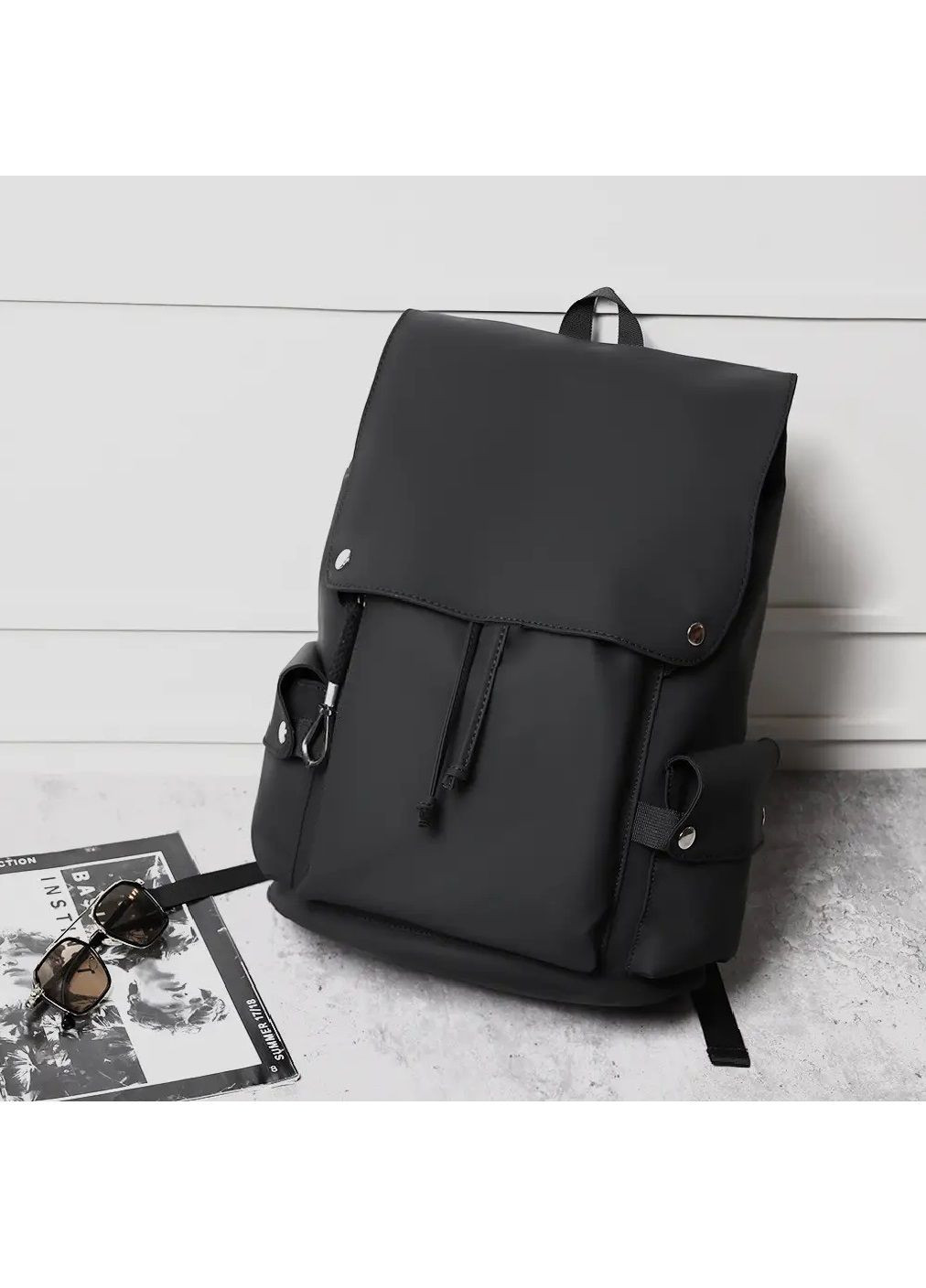 Рюкзак міський з матової екошкіри з кишенею для ноутбука до 15 дюймів ручкою для перенесення 40х28х16 см (477615-Prob) Чорний Unbranded (298442062)